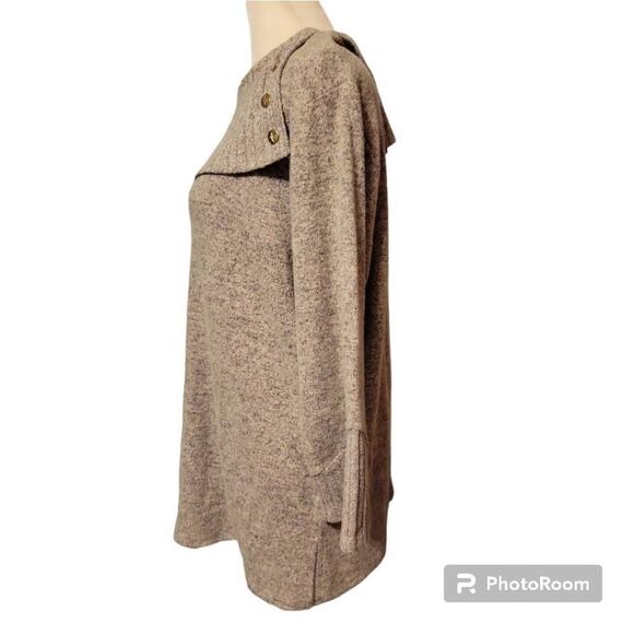 Adrienne Vittadini | Women's Cowl-Neck Sweater Grey | Medium - Picture 4 of 9